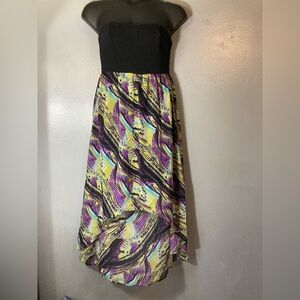 High low strapless dress